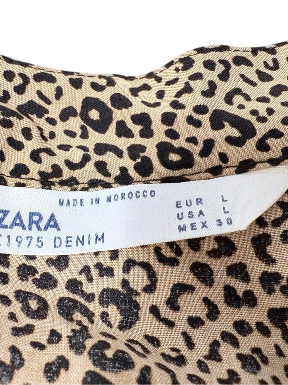 Zara Brown Leopard-Print Tie-Neck Mini Dress Sz Large - Picture 8 of 11